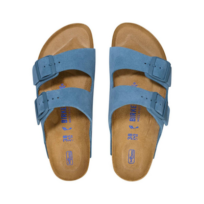 BIRKENSTOCK Arizona Suede Leather Soft Footbed Narrow - Elemental Blue