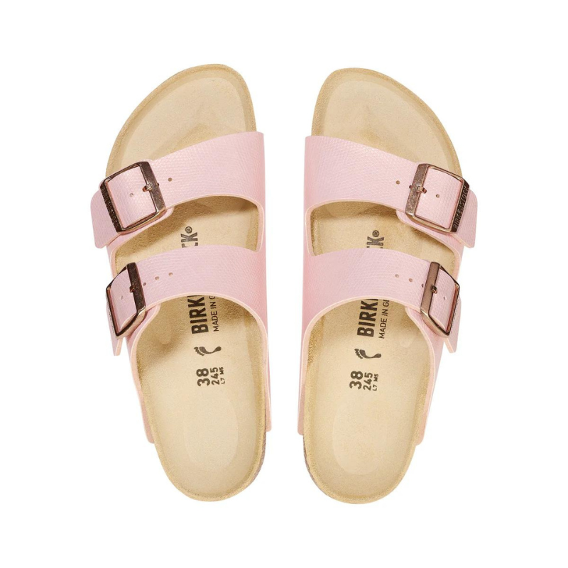 BIRKENSTOCK Arizona Shiny Embossed Birko Flor Narrow - Light Rose