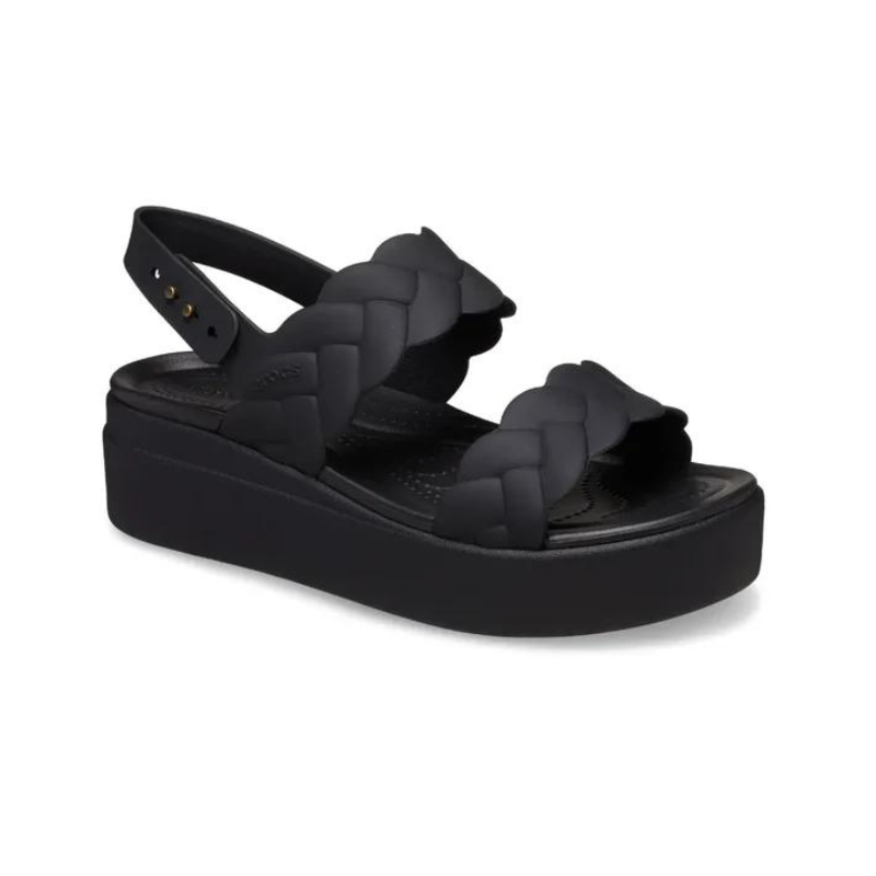 CROCS Brooklyn Woven Upper Low Wedge  - Black/Black