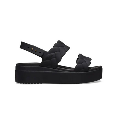 CROCS Brooklyn Woven Upper Low Wedge  - Black/Black