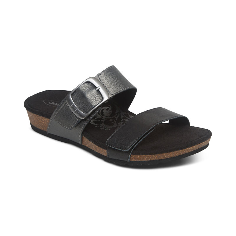 AETREX  Daisy Slide Adjustable Quarter Strap - Black