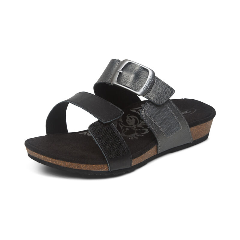 AETREX  Daisy Slide Adjustable Quarter Strap - Black