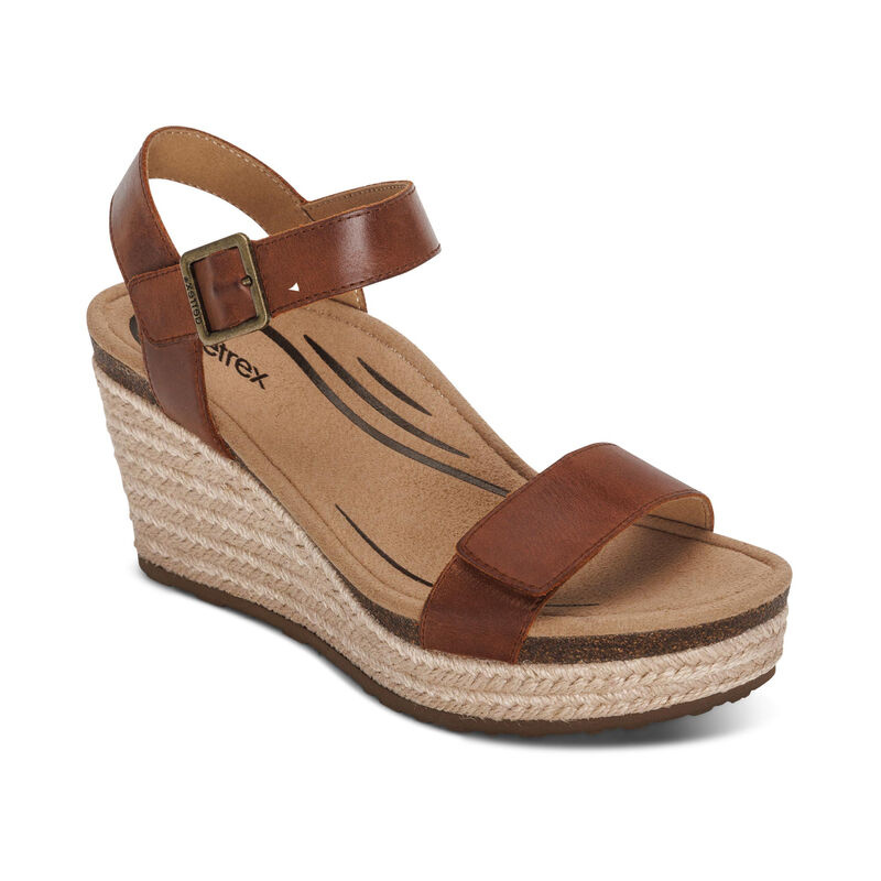 AETREX Sydney Espadrille Quarter Strap - Walnut