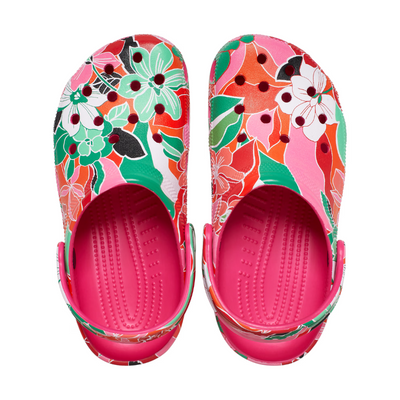 CROCS Classic Woodcut Floral Clog Kids  - Dragon Fruit