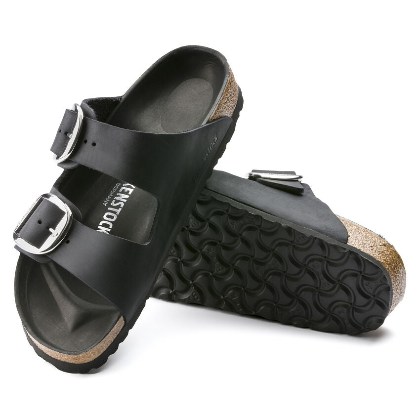 BIRKENSTOCK  Arizona Big Buckle Oiled Leather Narrow - Black