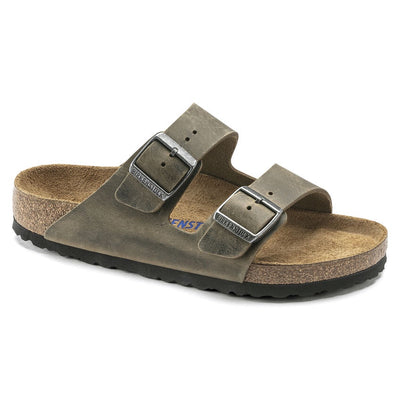 BIRKENSTOCK Arizona Oiled Leather Soft Footbed Regular - Faded Khaki