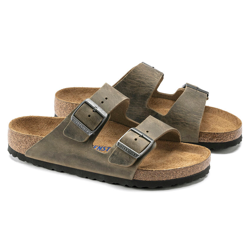 BIRKENSTOCK Arizona Oiled Leather Soft Footbed Regular - Faded Khaki