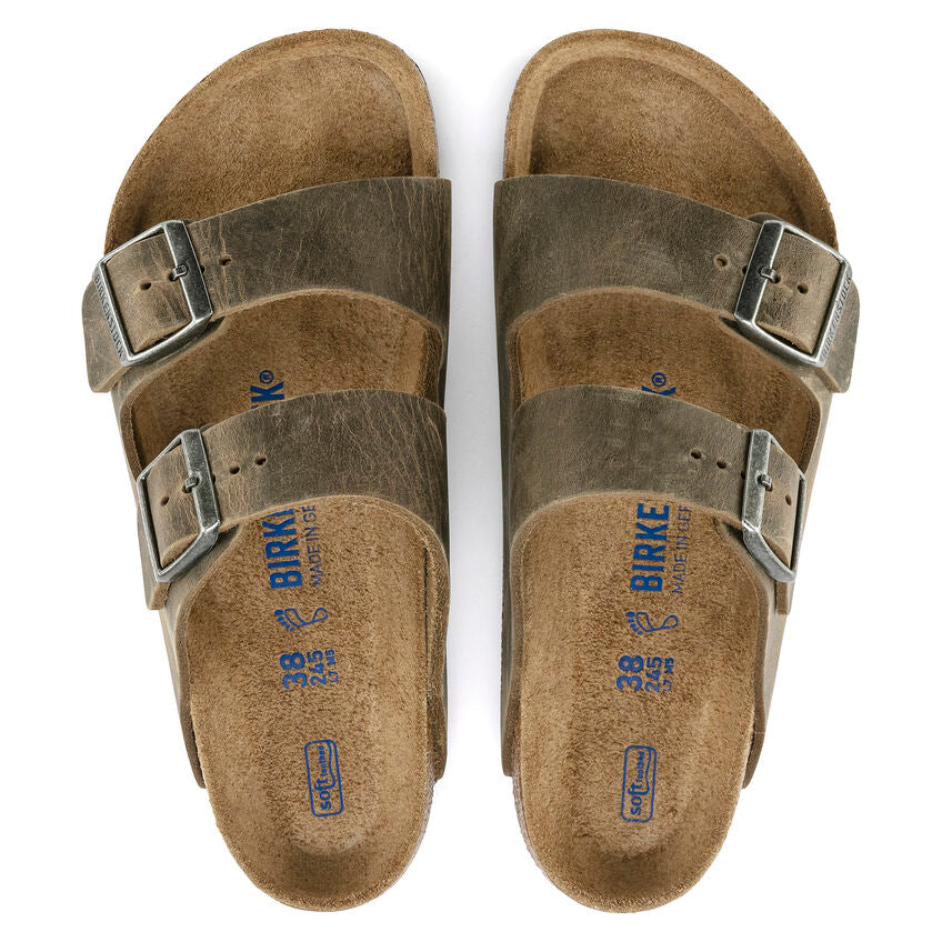 BIRKENSTOCK Arizona Oiled Leather Soft Footbed Regular - Faded Khaki