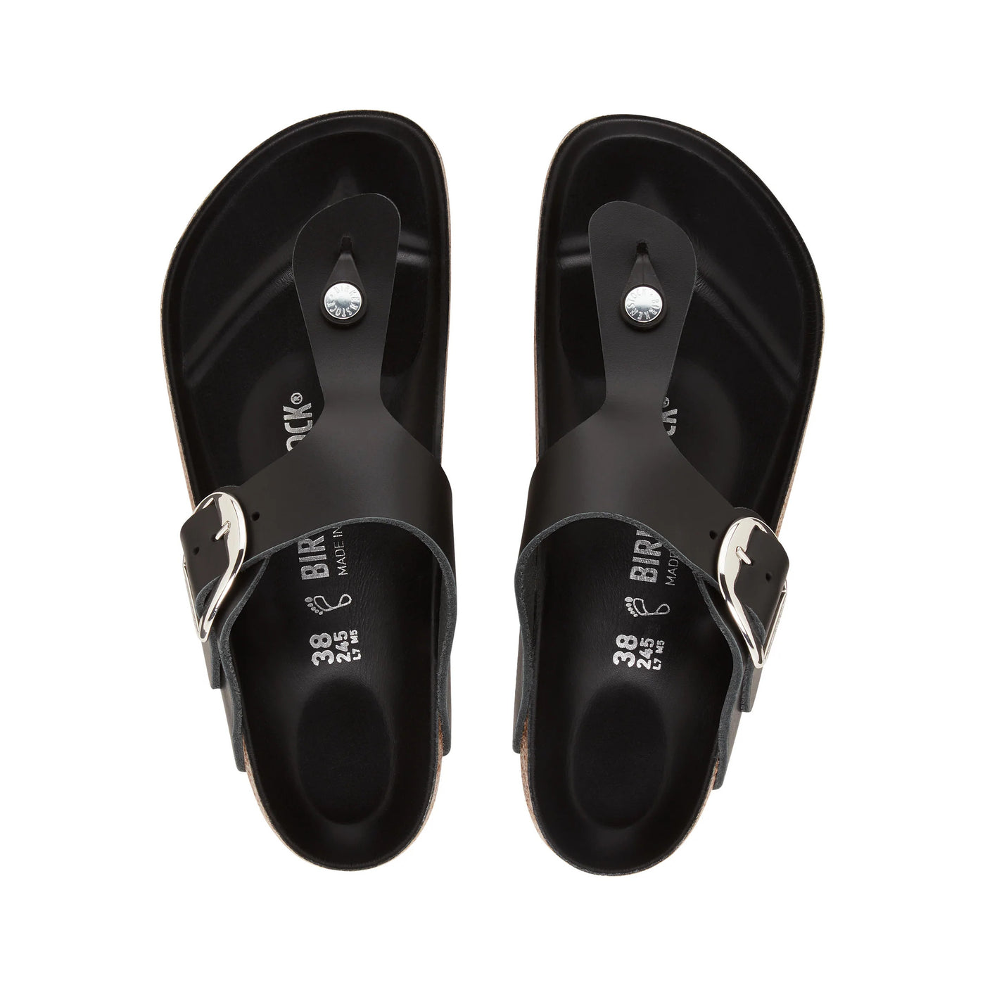 BIRKENSTOCK  Gizeh Big Buckle Smooth Leather  Regular - Black