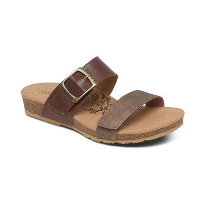 AETREX  Daisy Slide Adjustable Quarter Strap - Brown