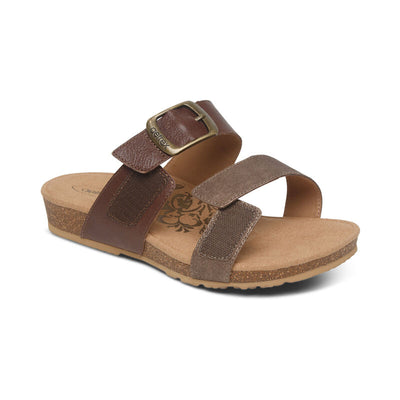 AETREX  Daisy Slide Adjustable Quarter Strap - Brown