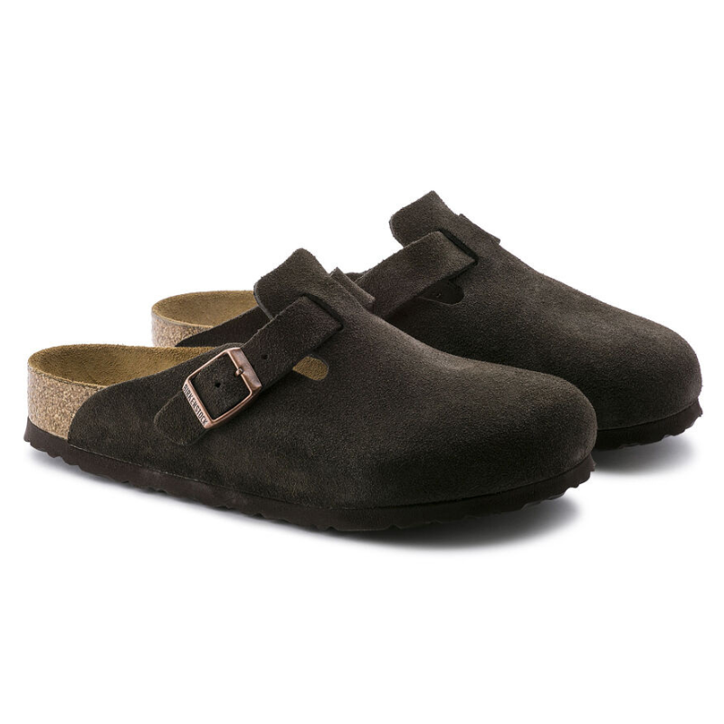 BIRKENSTOCK Boston Suede Leather Soft Footbed Narrow - Mocca