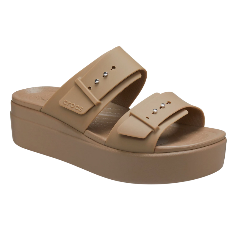 CROCS Brooklyn Buckle Low Wedge Khaki